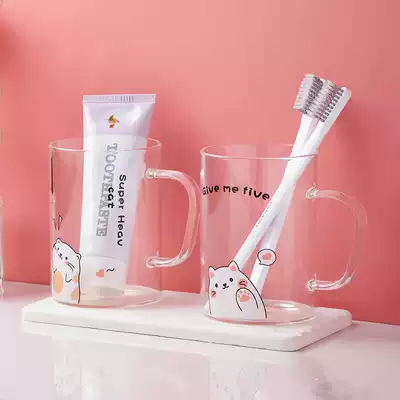 Cartoon mouthwash cup cute glass brushing cup Couple set household washing cup a pair of toothbrush cups tooth cylinder cup