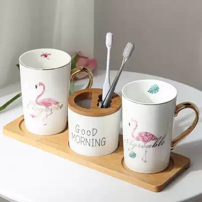 Mouthwash cup A pair of washing cups Couple toothbrush cup Household brushing cup creative Korean set ceramic European style