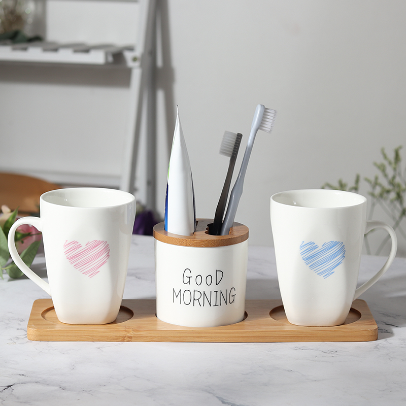 Ceramic gargling cup suit lovers toothbrushing cup Wedding Wash Cup Creative Makeup room Toothbrush Cup Home Hotel