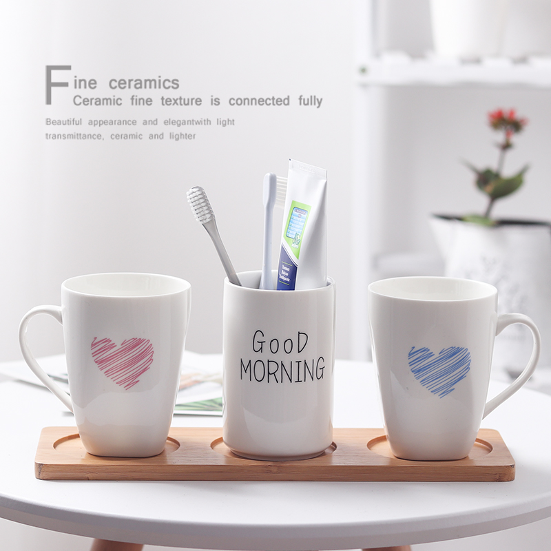 Gargle Cup Ceramic Cute Couple a pair of toothbrushing cups Wash Cup Suit Tooth Cylinder Cup Dressing Room Toothbrush Cup