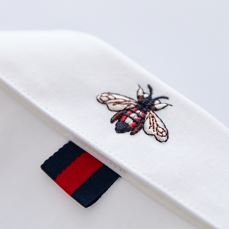 European Style Men's Casual Shirt with Embroidered Little Bee, Youth Business Long-Sleeve Men's Shirt, Versatile Shirt