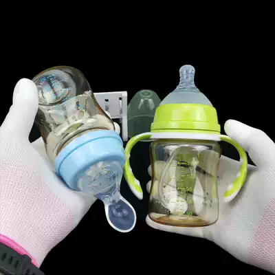 Neonatal wide caliber PPSU bottle newborn baby feeding water silicone pacifier spoon baby nursing with handle straw