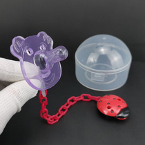 Newborn small round head pacifier baby baby silicone food grade nipple round delivery anti-drop chain storage box