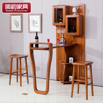 Jane rhyme sandalwood bar bar chair combination All solid wood household bar New Chinese bar cabinet Solid wood bar