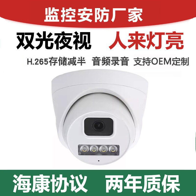 4 Million High-Definition Full-Color Night Vision Poe-Powered Audio Indoor Wide-Angle Surveillance Network Dome Camera with Hikvision Protocol