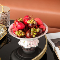 Medao Ceramic Fruit Pan High Foot Light Lavish Disc Double Disc Creativity With Drain Dry Fruit Tray Home Living Room Tea Table