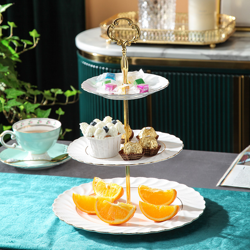 Creative Home Living Room Candy Tray Light Lavish Porcelain Dessert Table Cake Rack Lower Afternoon Tea Refreshments Pan Fruit Dried Fruit Pan