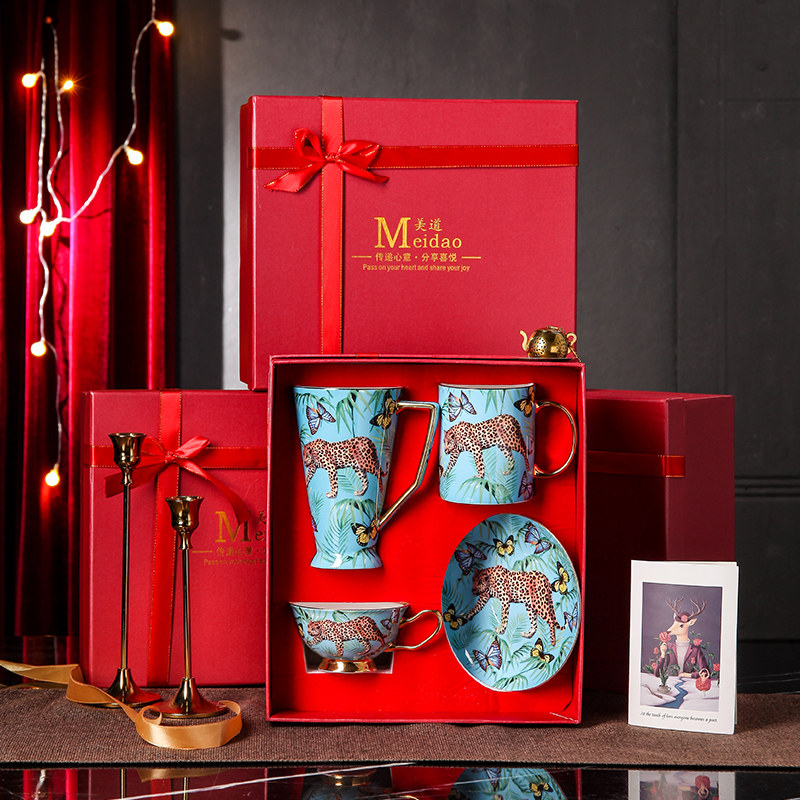 Meidobone China Porcelain Coffee Cup Ceramic Mark Cup Large Capacity Newlywed Cup Wedding Gift to a newcomer accompanied by a gift