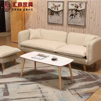 Coffee table Nordic Japanese small apartment round simple coffee table Solid wood creative tea table white paint small coffee table