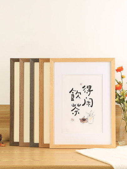 Wooden photo frame wall hanging a4 mounted picture frame empty frame a3 oil painting 8K open 4k sketch poster puzzle outer frame customization