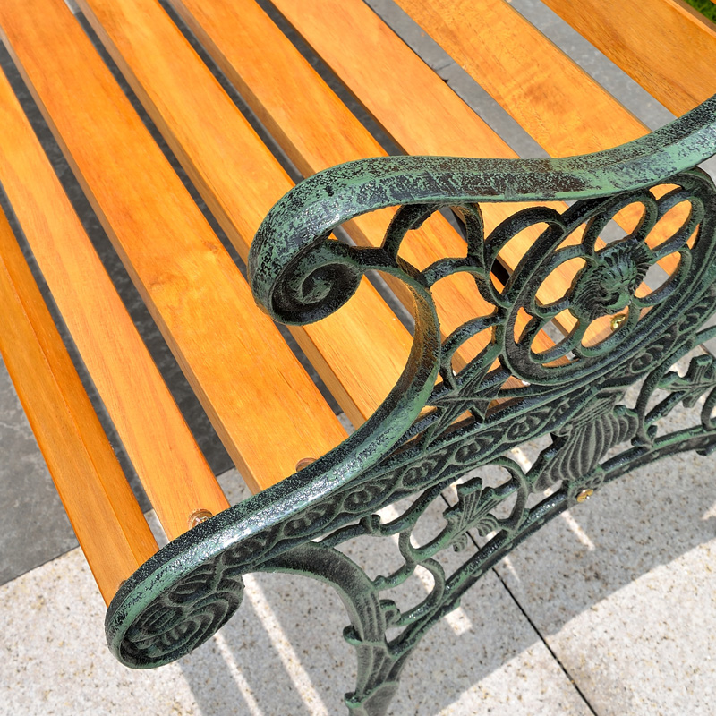 Park Benches Garden Chairs Outdoor Leisure Wood Wrought Iron