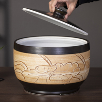 Jingdezhen Ceramic Rice Bucket Rice Tank Flour Tank with Cover 20 Jin 30 Jin Moisture-proof Coarse Cucket Rice Tank