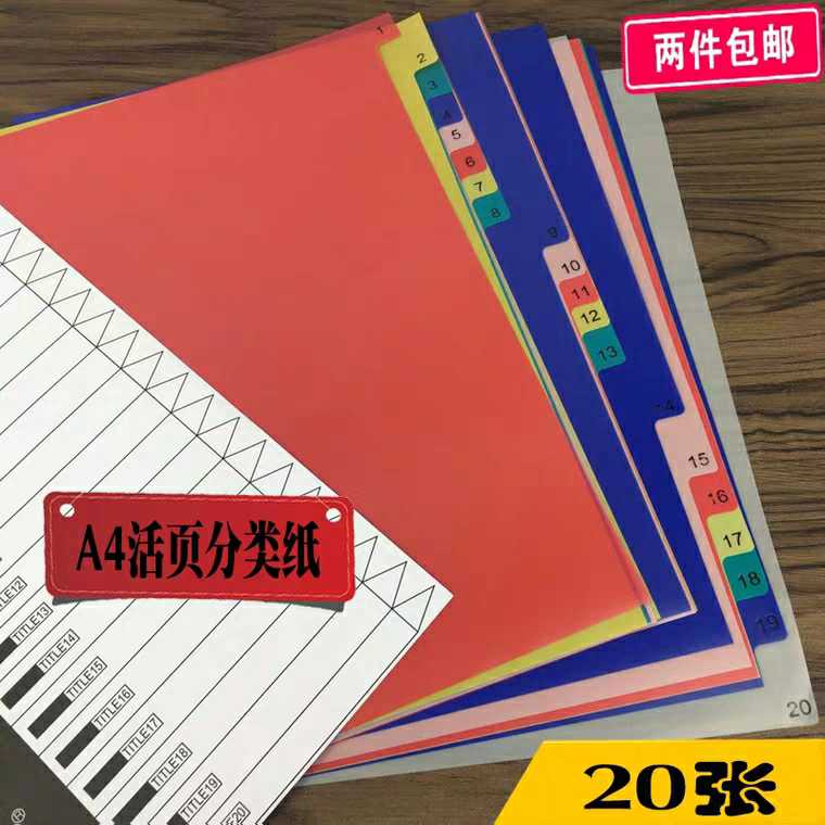 Office new with A4 Colour paper 20 Page index paper pp sepp digital paginated paper file label classification card
