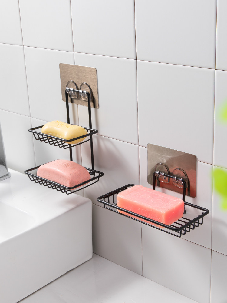 Multi-layer stainless steel fertilizer box frame hole-free wall-mounted fertilizer box powder room drain double-layer incense box shelf