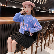 Girl sweater Mohair 2021 foreign atmosphere children autumn and winter half high collar knitted base shirt HD861