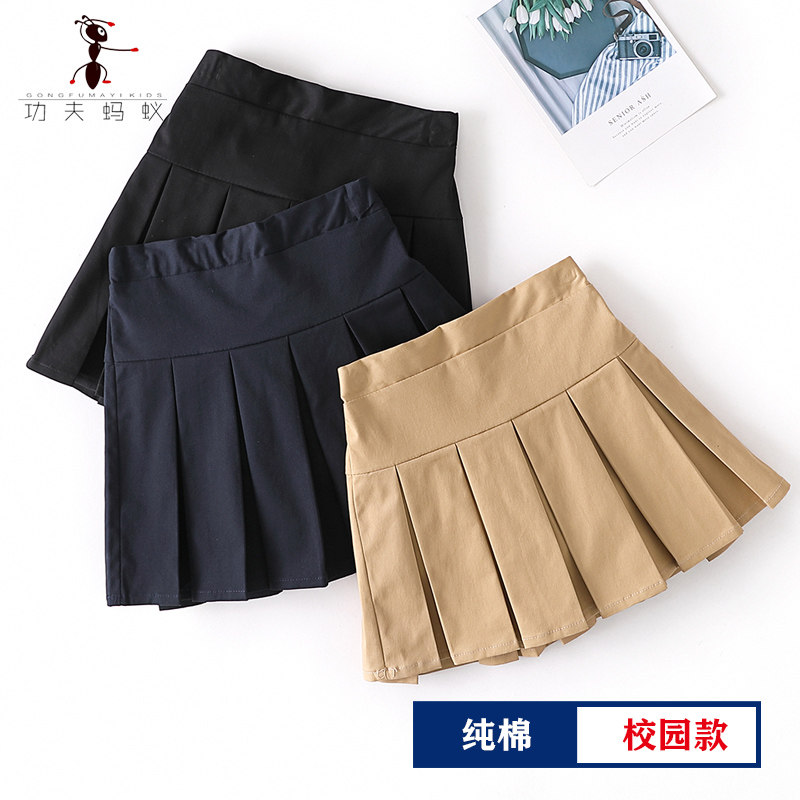 Autumn and winter children's half-body skirt school dress short dress in the big girl pure cotton ka color spring and summer
