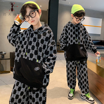 Net Red Boy fried street suit children sports clothes long pants two-piece boy fashionable SY-6578