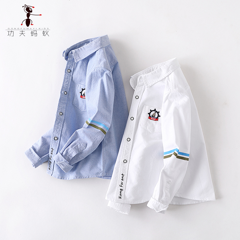 Boy's pure cotton shirt personality 2021 Spring and autumn clothing Baby Han version Small and medium Children's Long sleeves shirt inch 3353