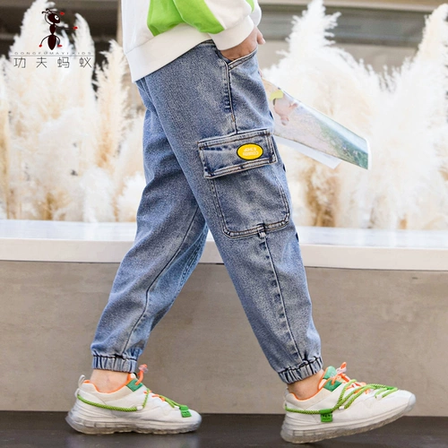 Детские весенние осенние джинсы для мальчиков, штаны, 2021 года, подходит для подростков, в западном стиле