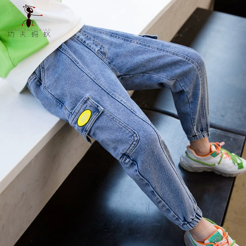 Детские весенние осенние джинсы для мальчиков, штаны, 2021 года, подходит для подростков, в западном стиле