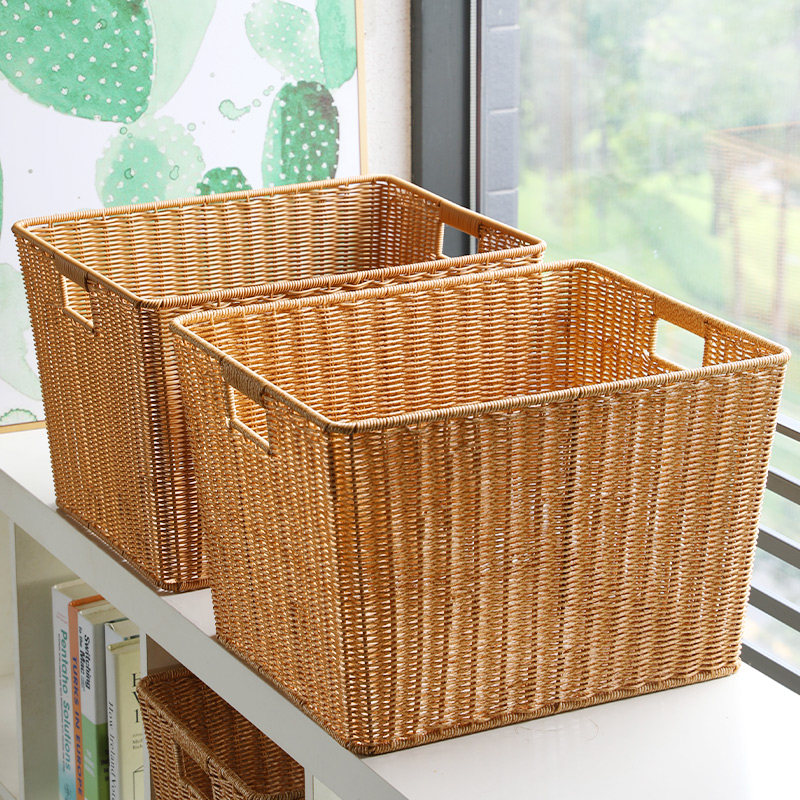 Kens Nordic Wind Large Dirty Laundry Basket Bathroom Dirty Clothes Containing basket Living Room Debris Storage Basket Imitation Vine-framed frame-Taobao