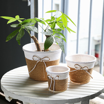 Kens paper rope chicography flower small flower pot creative flower arrangement decorative basket woven flower pot sleeve waterproof simulation flower basket