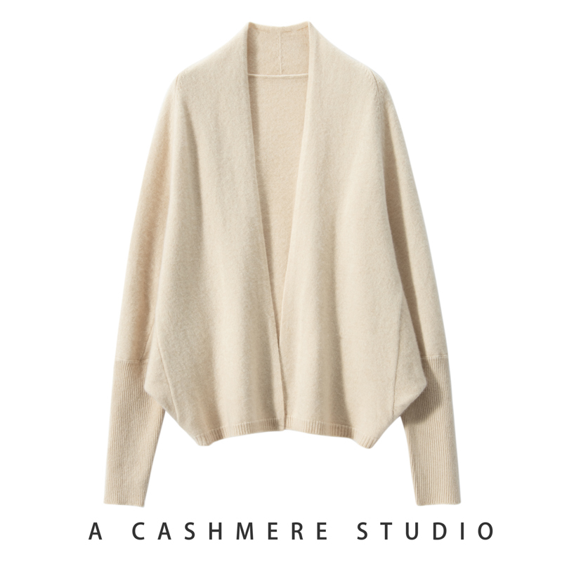 Inner Mongolia Spring New 100% Pure Cashmere Knitted Cardigan Women's Shawl Long-Sleeved Loose Sweater Jacket for Women