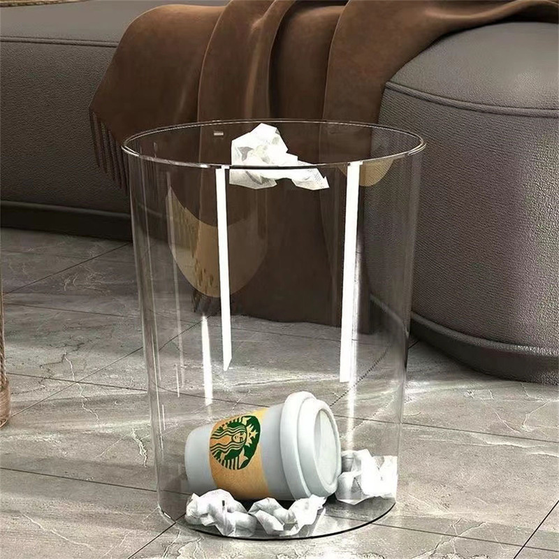 Trash Can for Home, Office, Living Room, Bedroom, Light Luxury, Transparent, Kitchen, Bathroom, Large Capacity Storage Bin, Sanitary Bin