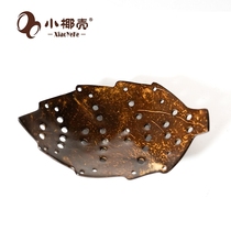 Coconut tree coconut shell Hainan characteristic bathroom soap dish coconut shell pure handicraft leaf soap dish 2 pieces