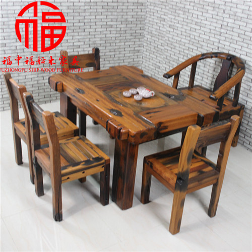 Thuyền gỗ nội thất thuyền cổ gỗ bàn trà gỗ rắn retro phòng khách bàn trà kết hợp bàn ghế kung fu bàn ghế kết hợp - Bàn trà bàn ghế sofa gỗ