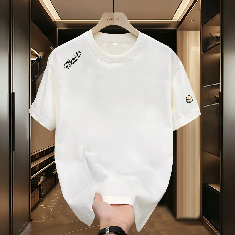 [Official Direct Sales] Moncler Piano Print Short Sleeve T-Shirt Unisex Crew Neck Loose Versatile Niche Top