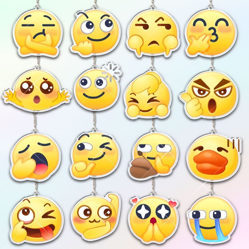 Emoji Xiaohongshu Style Keychain Bag Pendant Acrylic Creative Funny Smiling Face Covering Face Laughing Emoticon Pack