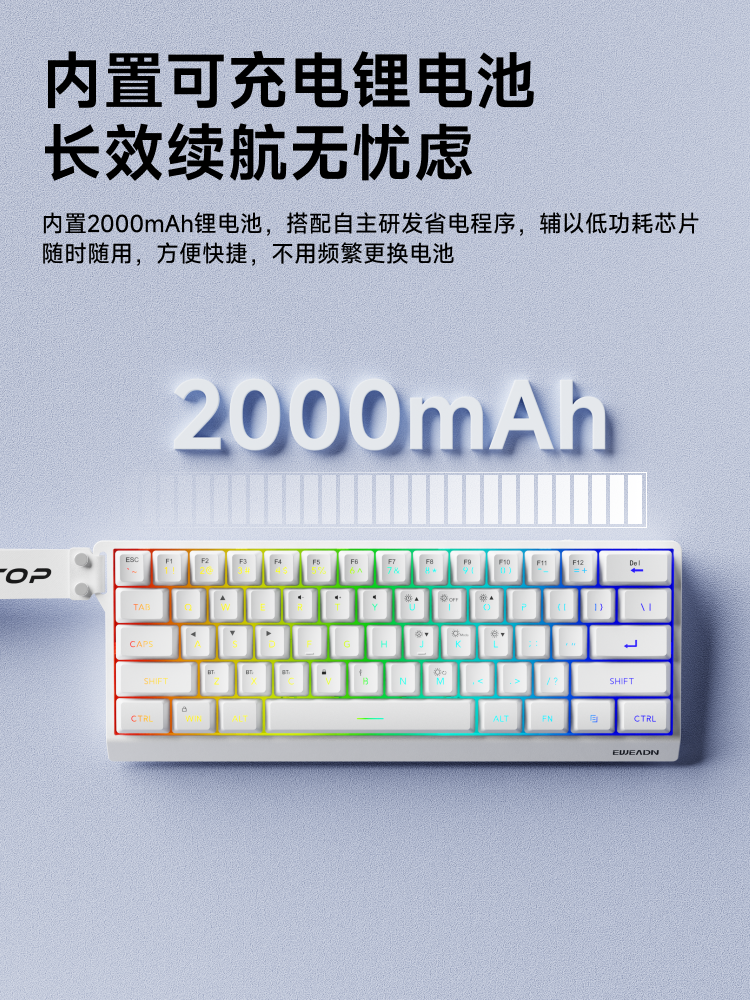 Forerunner F61 Wireless Bluetooth Small Keyboard with Mechanical Feel, Silent, for Office Use, Tablet Computer, Gaming, E-Sports