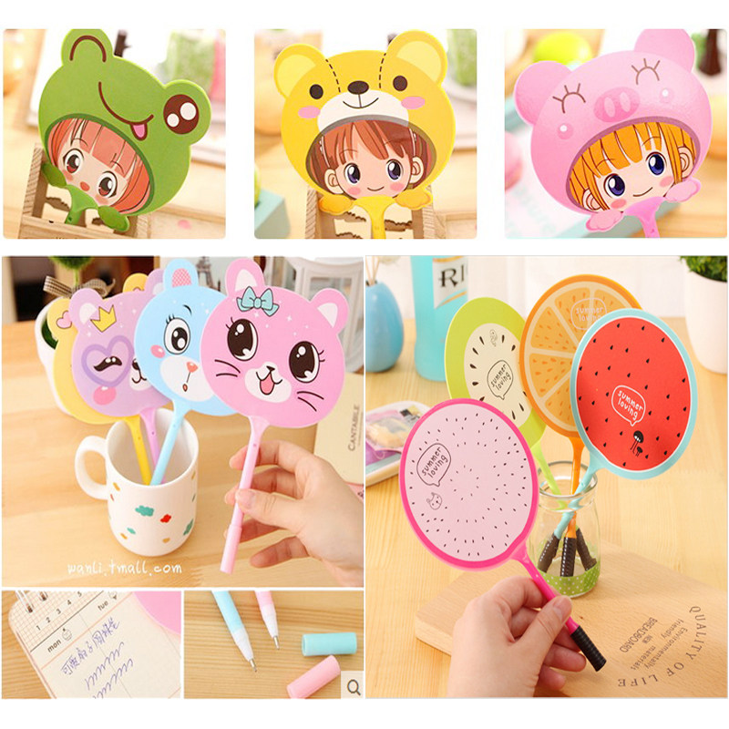 Korean Creative Stationery Elementary School Students Prize Ball Pen Children Cute Cartoon Fan Pen Gift pen fan