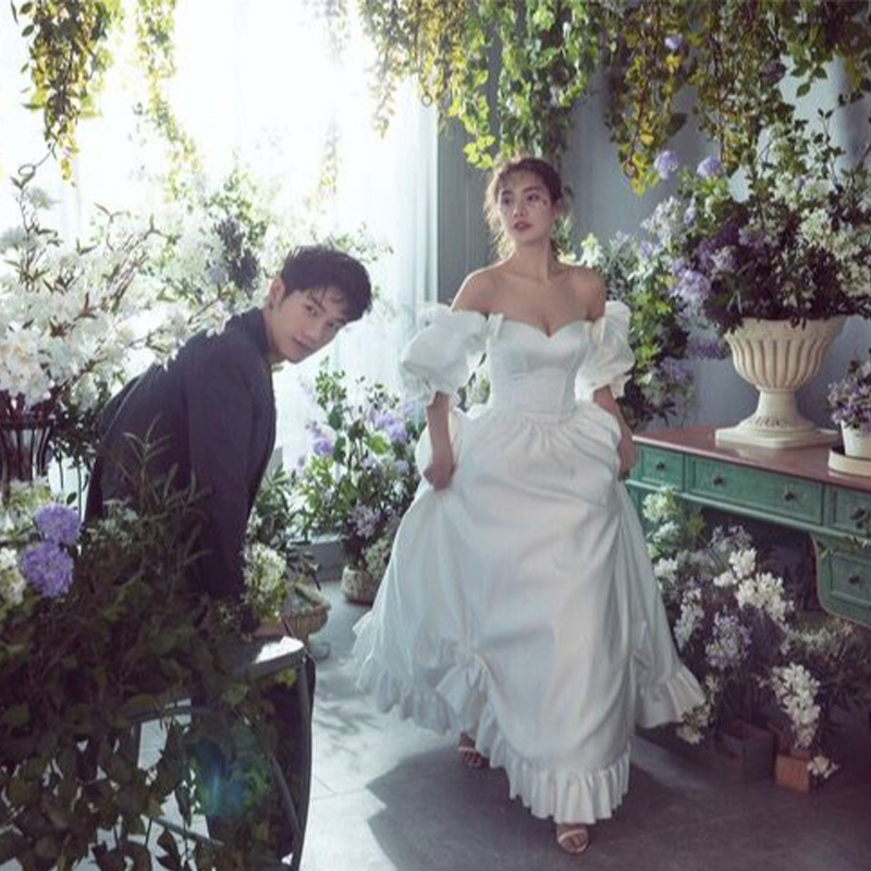 Clothing suitable for photo sessions, tube top, wedding dress for beloved, Korean style, long sleeve