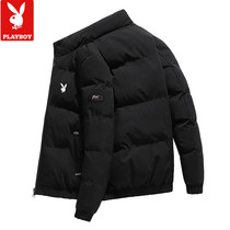 Flower Playboy mens new collar down jacket Winter thickened with increased code cotton jersey mens Korean version sashimi jacket man