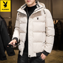 Floral Playboy down jacket for mens mid-youth workout 100 hitch fashion blouses winter fashion thickened Lianhood jacket