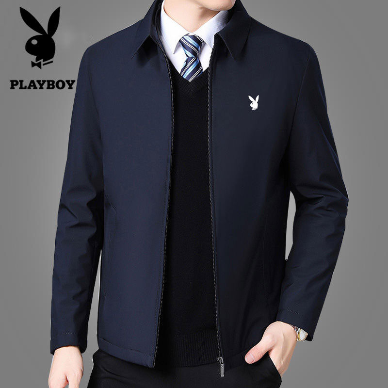Playboy middle-aged men's business fleece jacket autumn and winter casual top 40 years old 50 jacket dad wear