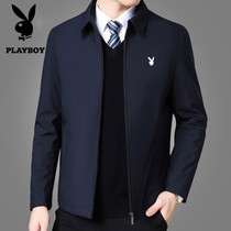 Flowers Playboy Middle-aged Men Business Plus Suede Jacket Autumn Winter Casual Blouse 40-Year-Old 50 Clips Kshirt Dad Dress