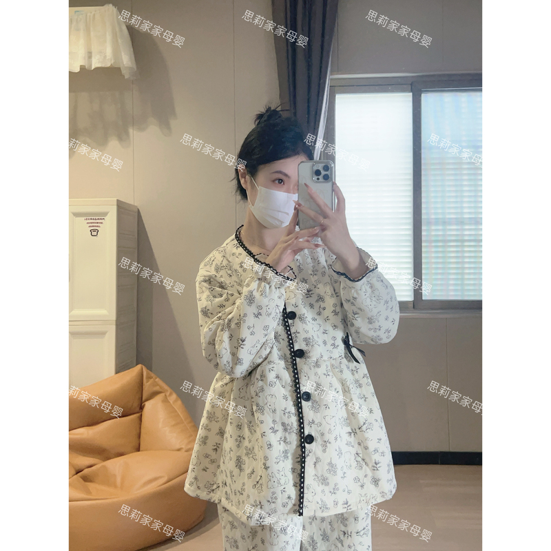 Autumn and Winter Air Cotton Maternity Clothes for Postpartum Women, Breastfeeding Pajamas, Pure Cotton Thickened Large Size Loungewear Set Autumn and Winter Air Cotton Maternity Clothes for Postpartum Women, Breastfeeding Pajamas, Pure Cotton Thickened Large Size Loungewear Set