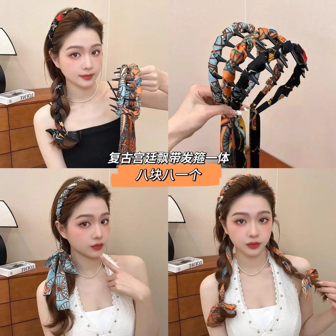 宫阙繁花飘带齿梳波浪高颅顶发箍：复古宫廷风，瞬间变身贵妇！✨
