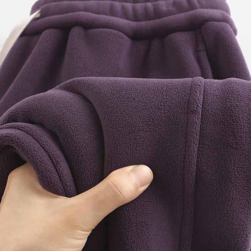 Purple Australian Fleece-Lined Thickened Outdoor Sports Casual Pants for Women, Winter Warm Jogger Loose Fit Thermal Sweatpants