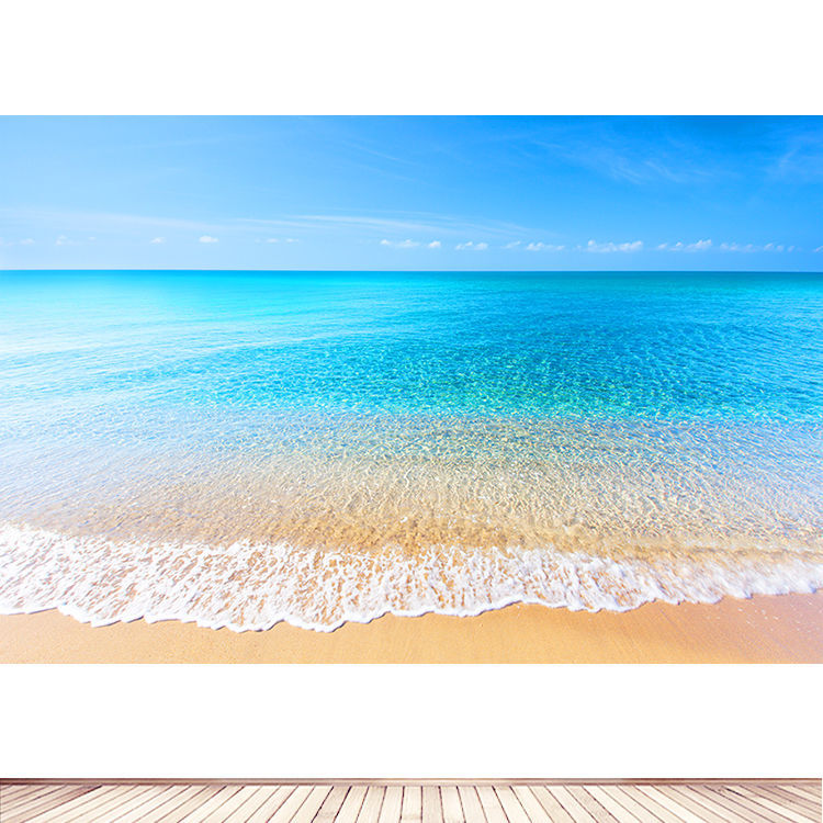 Blue Sky, White Clouds, Tranquil Sea, Sea View, Bedroom Bedside, Living Room Decorative Painting, Mediterranean Scenery Mural, Seawater Wall Sticker