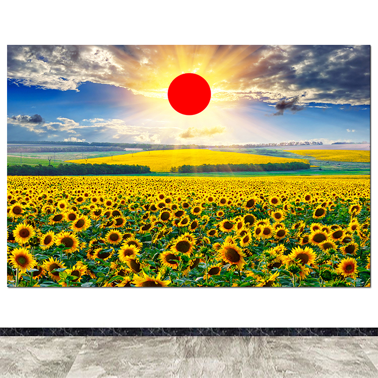 Red Sunflower Floral Decorative Painting, Rising Sun, Sunflower Wall Sticker Mural, Living Room Room Self-Adhesive