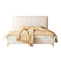 Feimaoshi modern simple Internet celebrity small apartment 1 8m storage bedroom light luxury soft package wedding bed leather solid wood bed