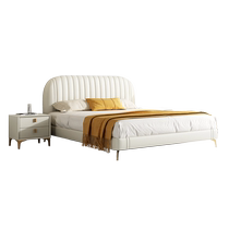Feimas bed light luxury modern simple leather double bed bedroom leather bed master bedroom Italian minimalist 1 8m large bed