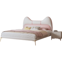 Femax childrens bed girls bedroom light luxury furniture single leather small apartment modern simple cat princess bed