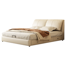 Feimaoshi leather bed simple and modern master bedroom 1 8m double leather bed high-end atmospheric storage bed light luxury soft wedding bed