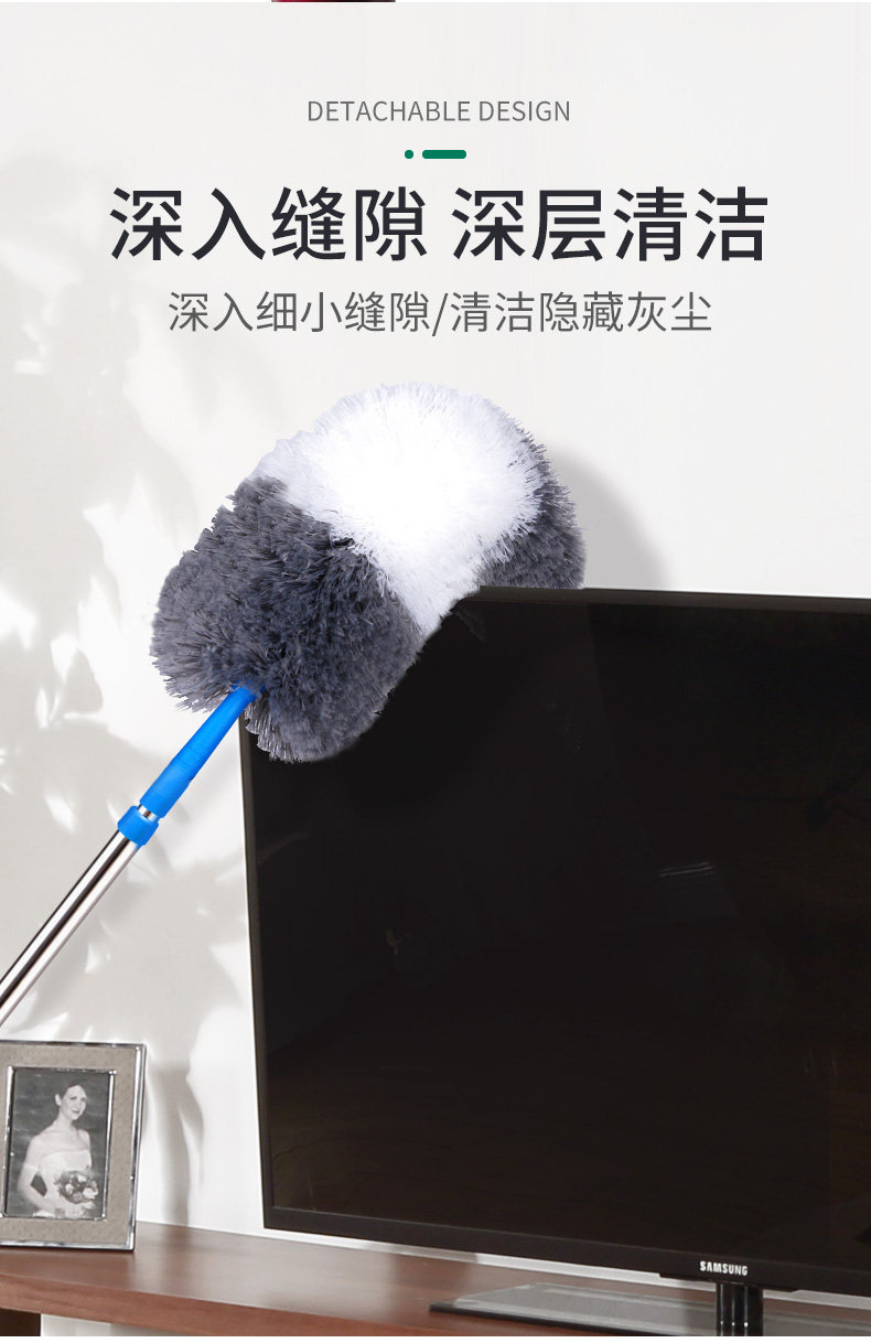 家用可伸缩鸡毛禅子屋顶天花板除尘 图8