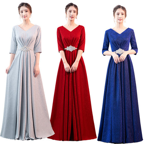 Evening dress prom gown Evening dress female chorus Costume Dress chorus performance costume annual meeting banquet host dress